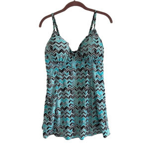 Sea & sand women’s one piece with tankini size 14 blue and black
